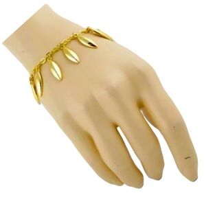 LAUREN RALPH LAUREN MSRP $64 Leaf Charm Gold Chain Toggle Bracelet